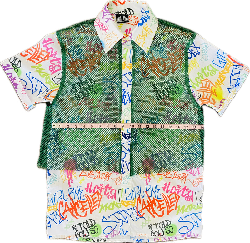 Mesh Combo Shirt-Green
