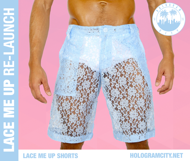 LACE ME UP SHORTS-BLUE
