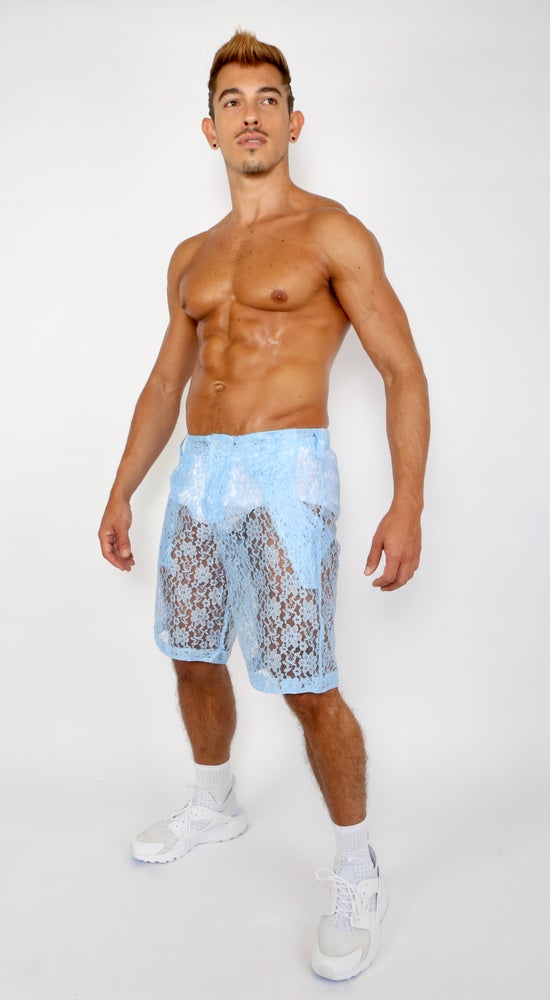 LACE ME UP SHORTS-BLUE