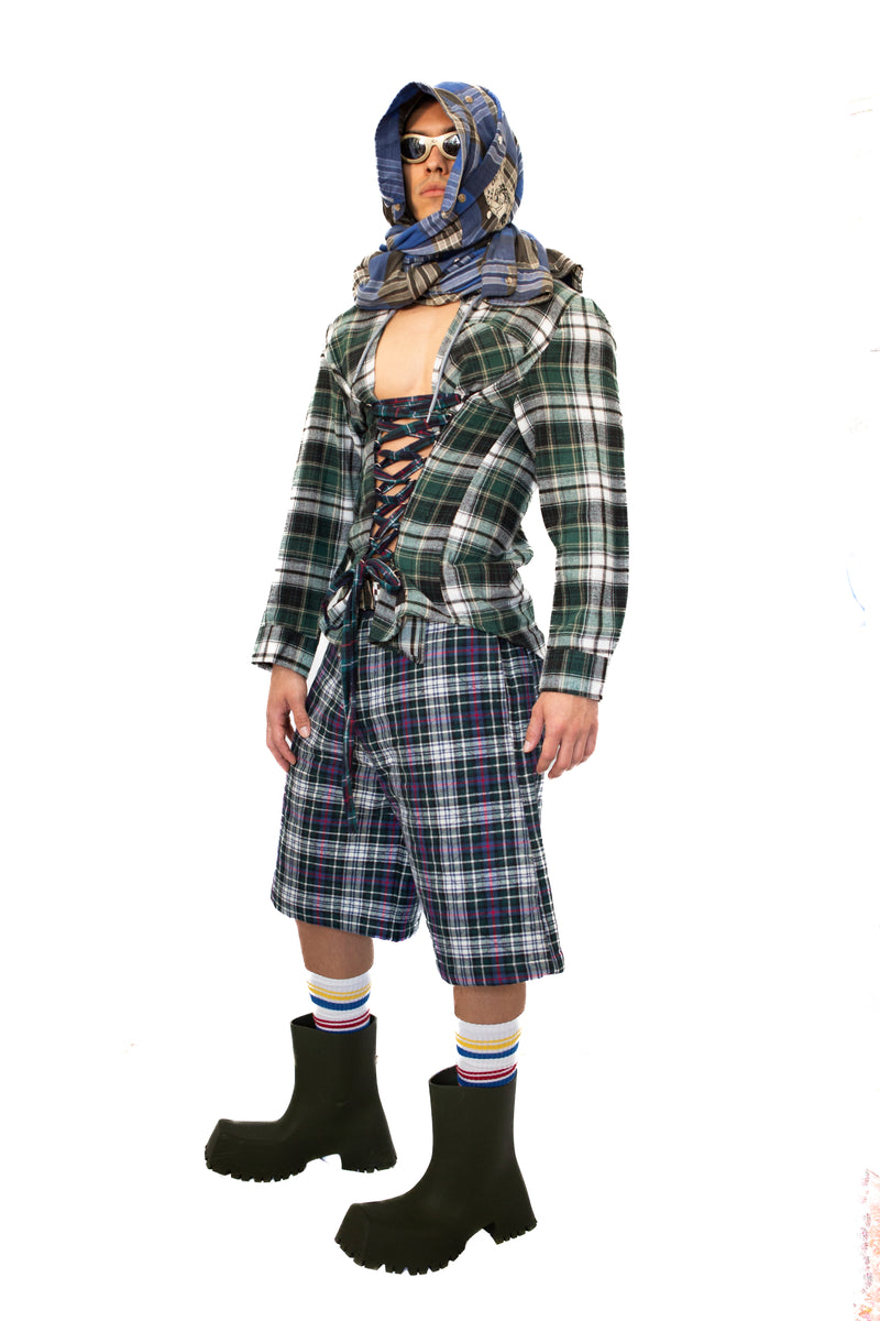 Flannel Corset- Hooded