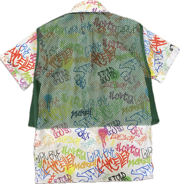 Mesh Combo Shirt-Green