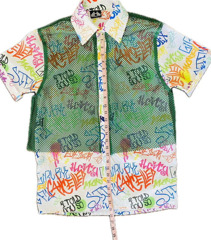 Mesh Combo Shirt-Green