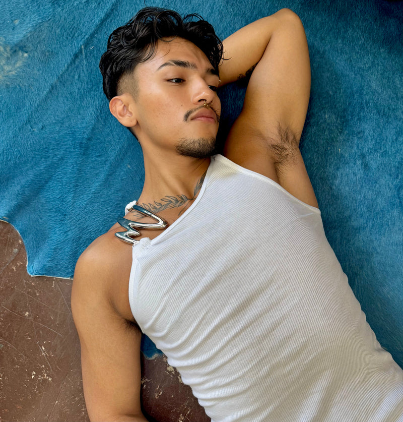 Signature Tank- White/Silver