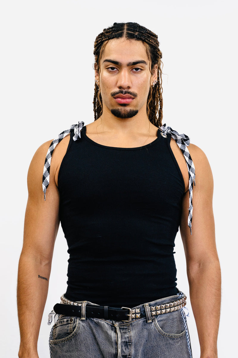Laced up Tank-Black