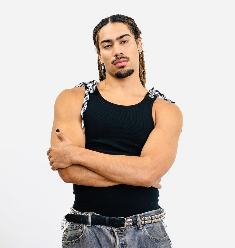 Laced up Tank-Black