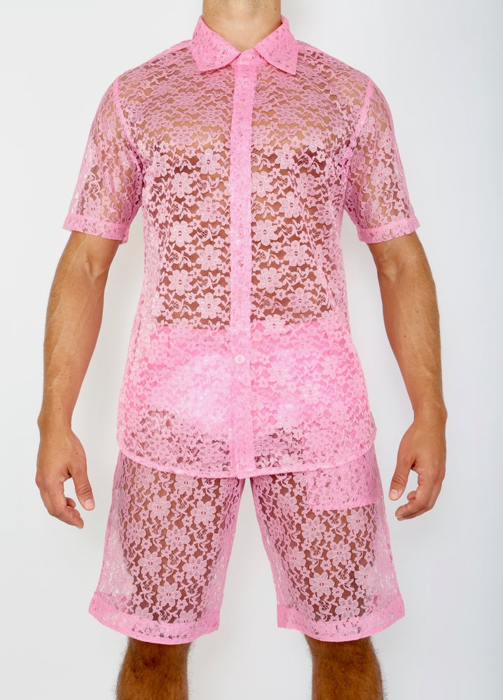 LACE ME UP SHIRT-PINK