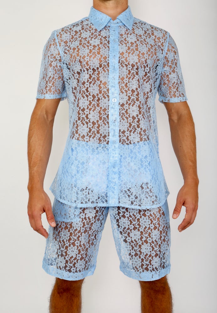 LACE ME UP SHIRT-BLUE