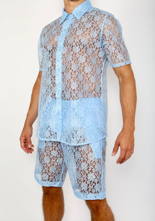 LACE ME UP SHIRT-BLUE