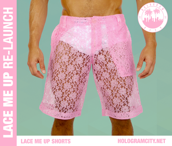LACE ME UP SHORTS-PINK