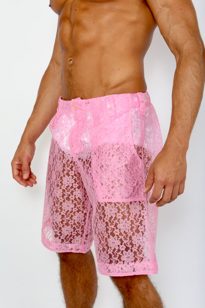 LACE ME UP SHORTS-PINK