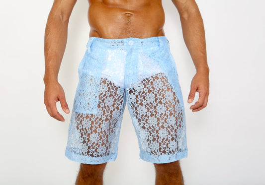 LACE ME UP SHORTS-BLUE