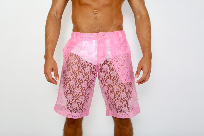 LACE ME UP SHORTS-PINK